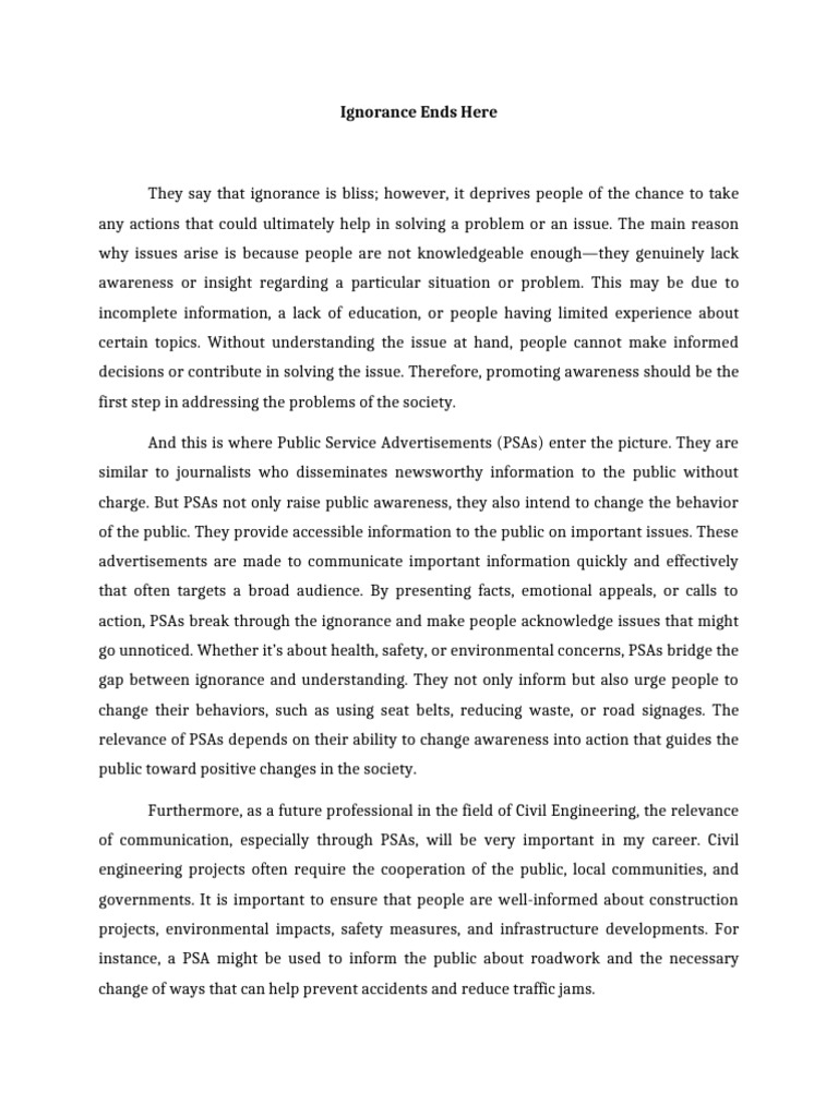 The Impact of PSAs on Public Awareness | PDF | Communication ...