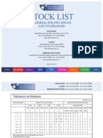 Stock List Stock List: Material Specifications Material Specifications and Tolerances and Tolerances