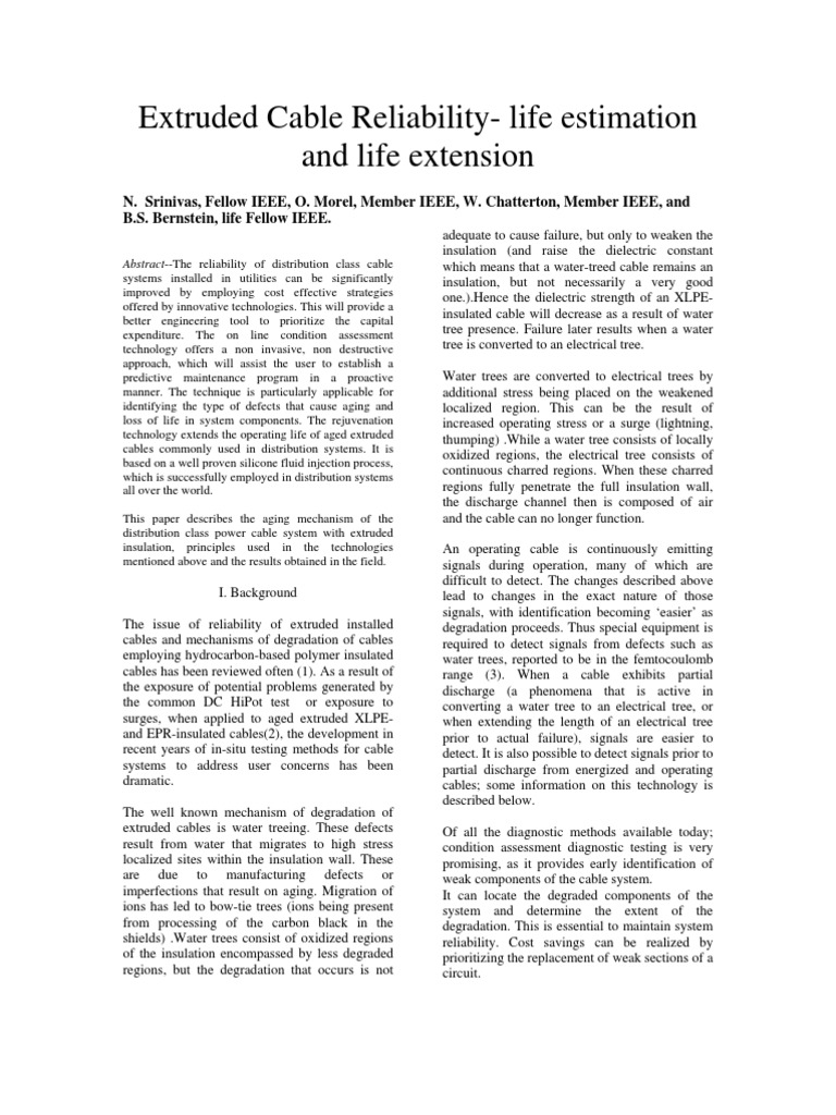 Enhancing Extruded Cable Reliability | PDF | Cable | Insulator ...