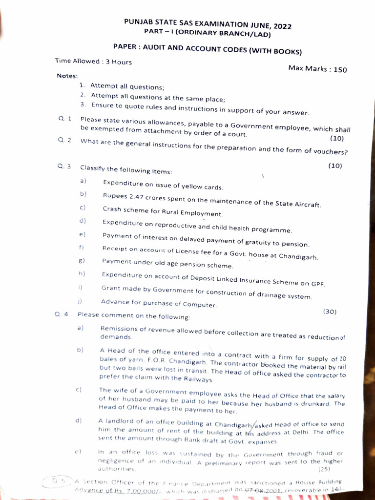Punjab SAS Exam June 2022 Paper | PDF | Business | Economies