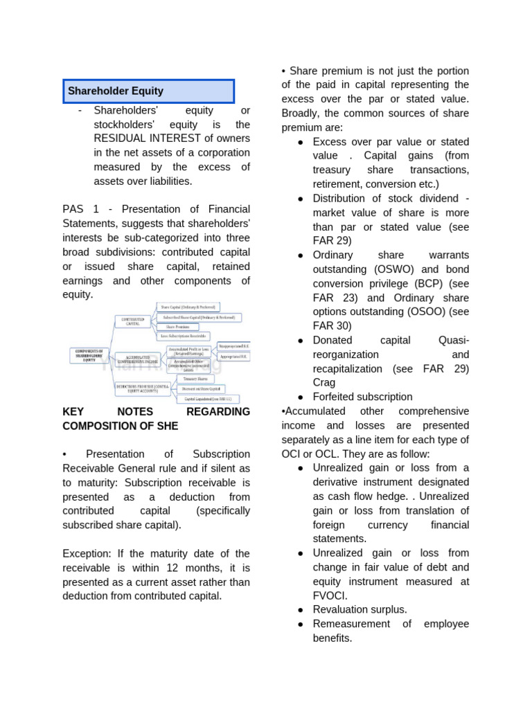 Shareholder Equity Pdf Equity Finance Dividend