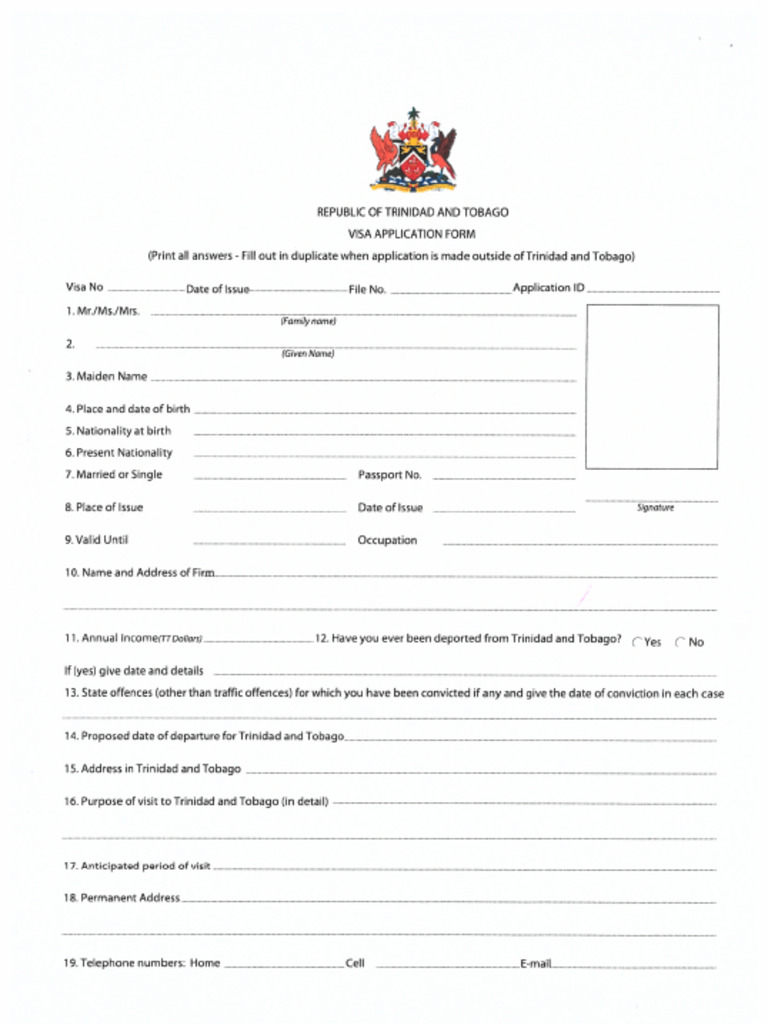 TT - Visa - Application Form | PDF