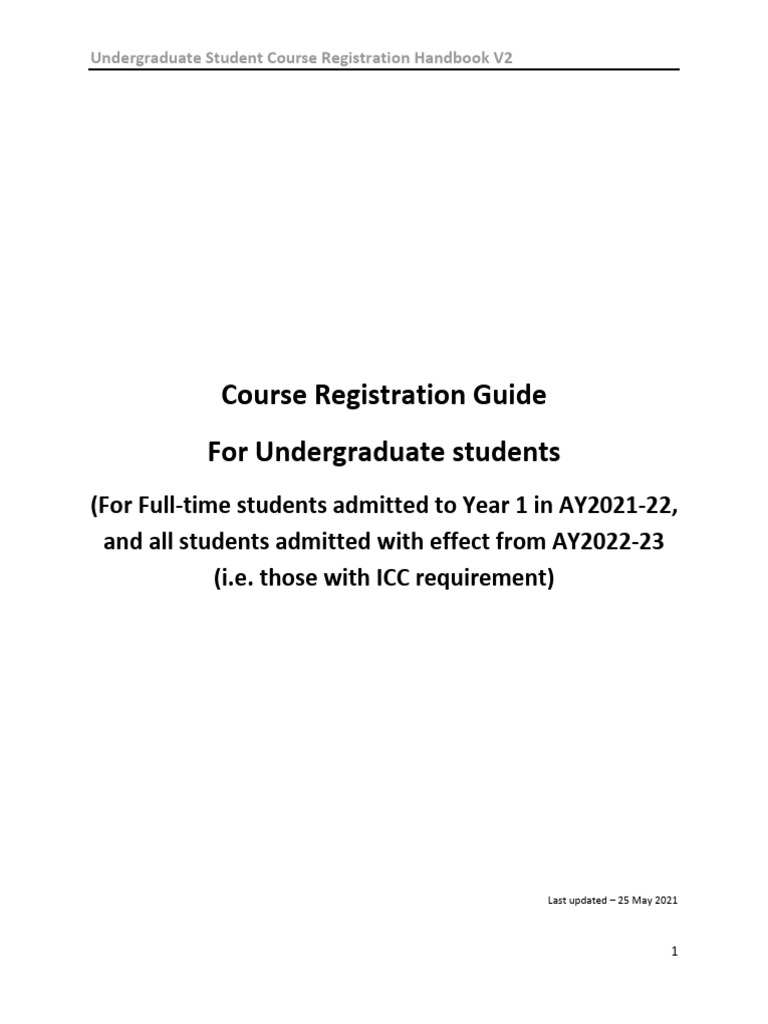 Handbook On Course Registration - Student - UG - V2 (AY2021-22 and ...