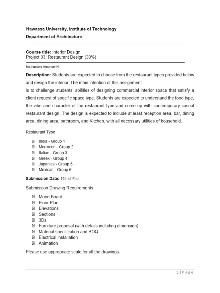 Restaurant Interior Design Project Guide | PDF