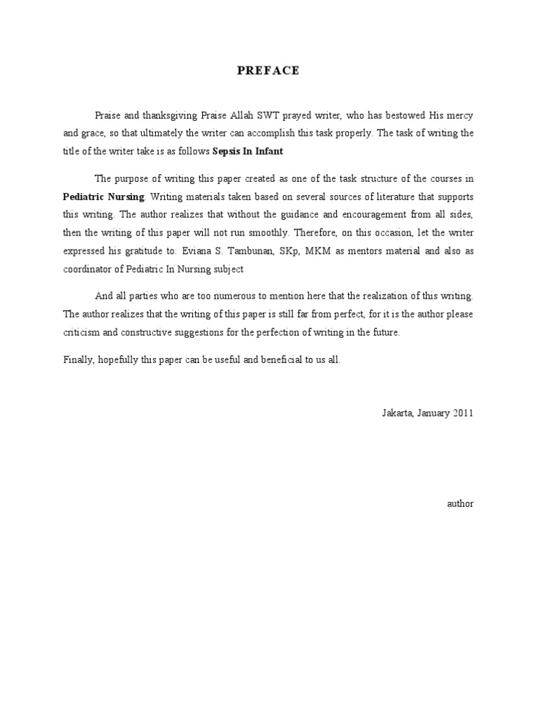 Preface: Pediatric Nursing. Writing Materials Taken Based On Several ...