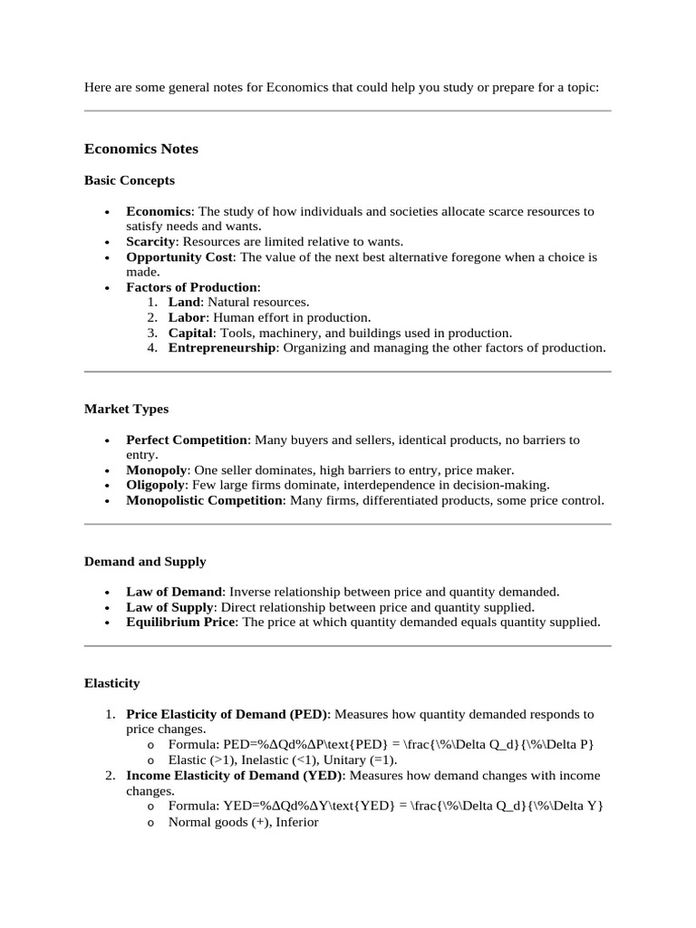 Essential Economics Study Notes | PDF