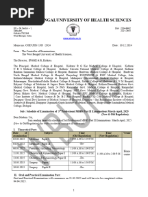 Schedule of MBBS 3rd Prof Part II ExaminationsMarch April 2025Old New Regulation