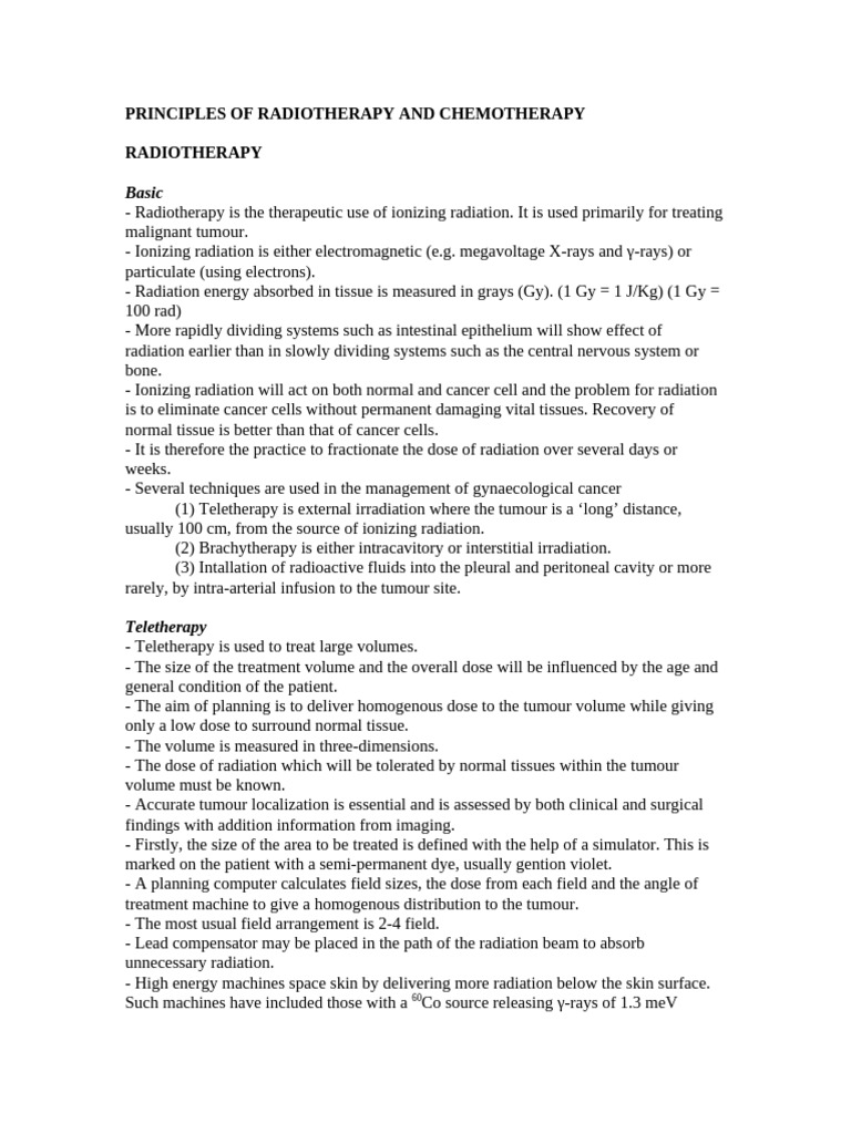 Radiotherapy and Chemotherapy Basics | PDF | Radiation Therapy ...