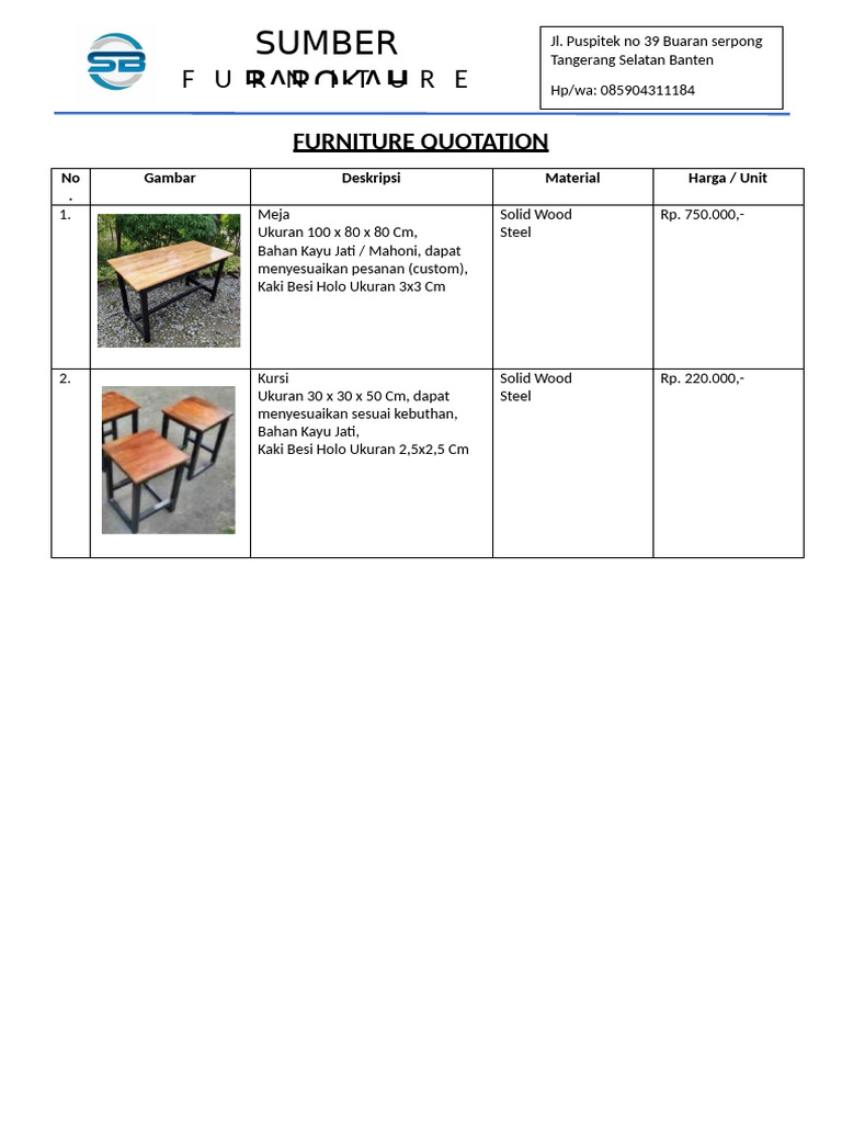 Furniture Quotation | PDF