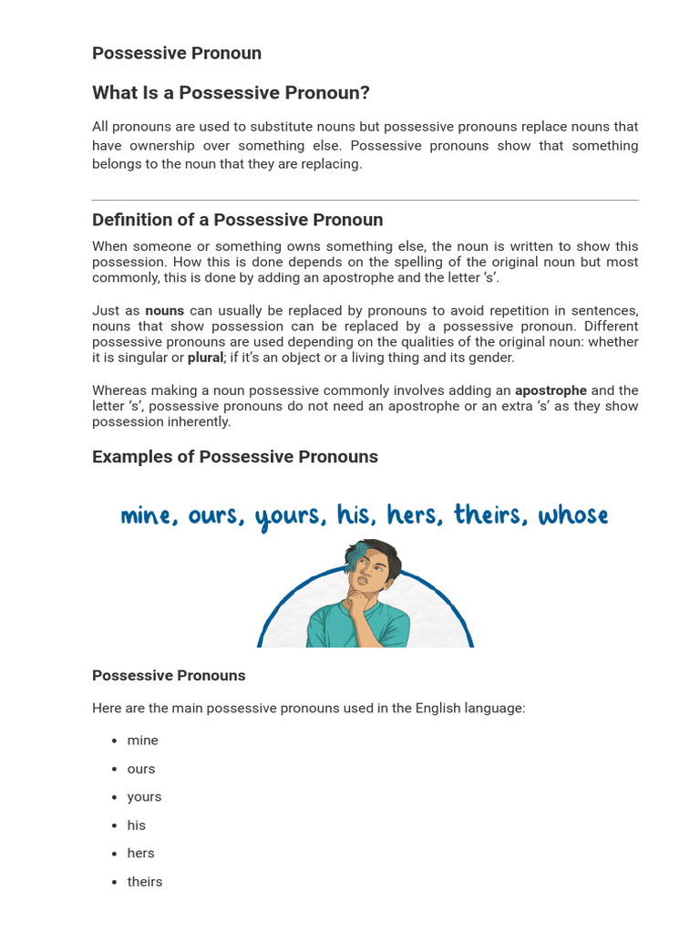 What is a Possessive Pronoun_ _ Definition & Examples _ Grammar | PDF ...