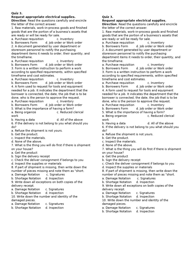 Q3 Different types of Forms | PDF | Inventory