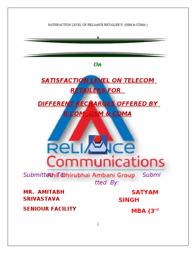 Reliance Retailer Satisfaction Survey | PDF | Short Message Service ...