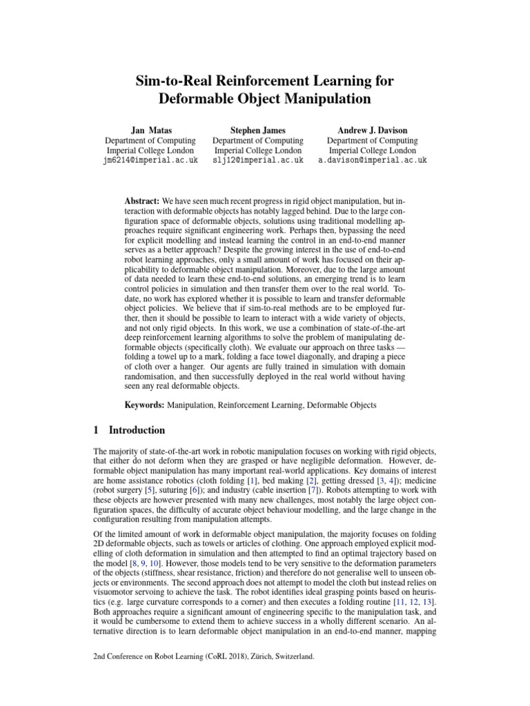 PMLR (2018) - Sim-to-Real Transfer in Reinforcement Learning For ...