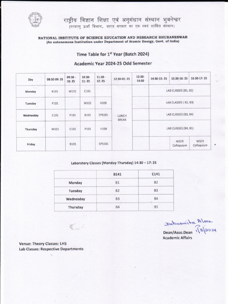 1st Yr Time Table | PDF