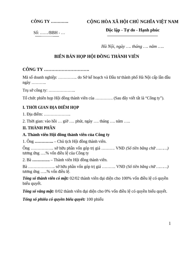 Biên bản họp HĐTV | PDF