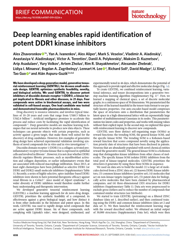 Rapid DDR1 Inhibitor Discovery via Deep Learning | PDF | Docking ...
