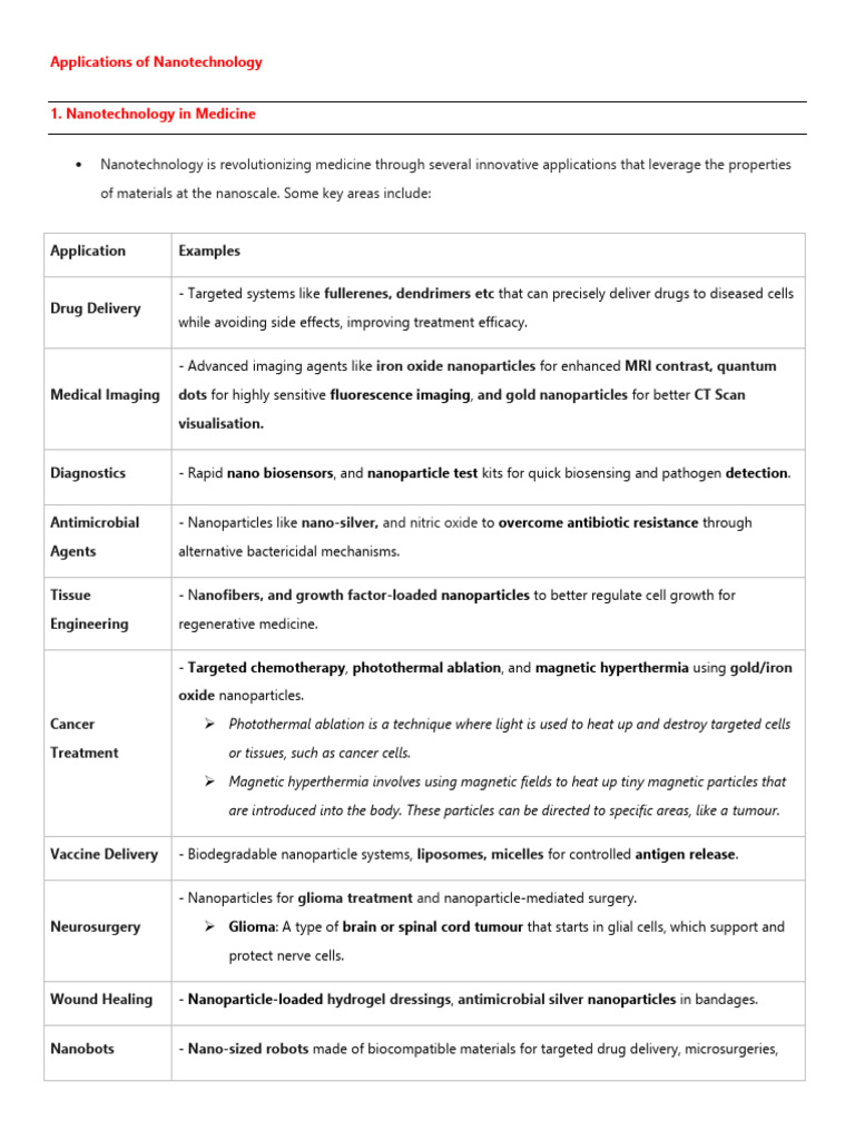 Nanotechnology Applications Overview | PDF | Nanotechnology | Nanoparticle