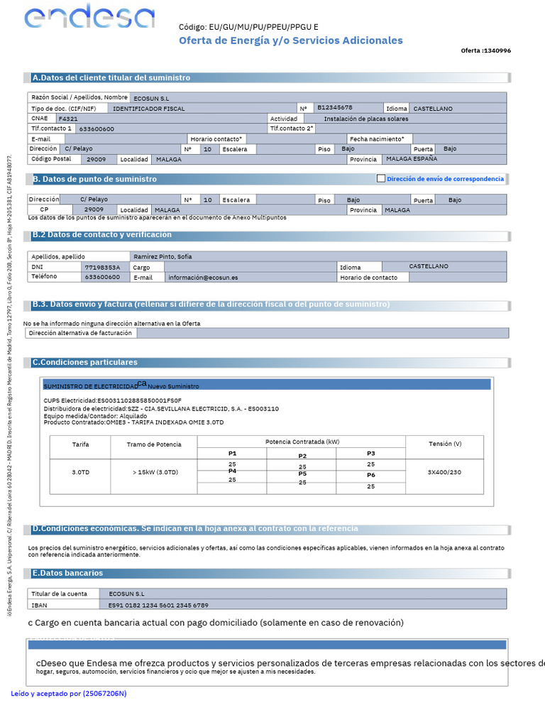 Contrato Endesa Local Centro | PDF | Factura | Pagos