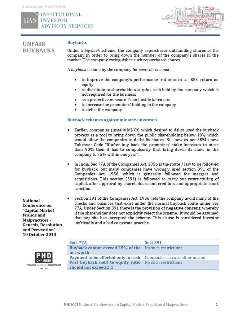 Unfair Buyback and Delisting | PDF | Share Repurchase | Equity (Finance)