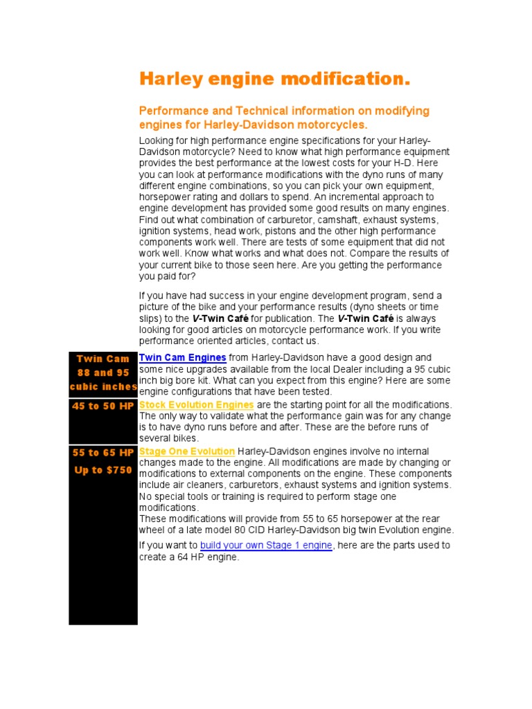 Harley-Davidson Engine Modifications Guide | PDF | Harley Davidson ...