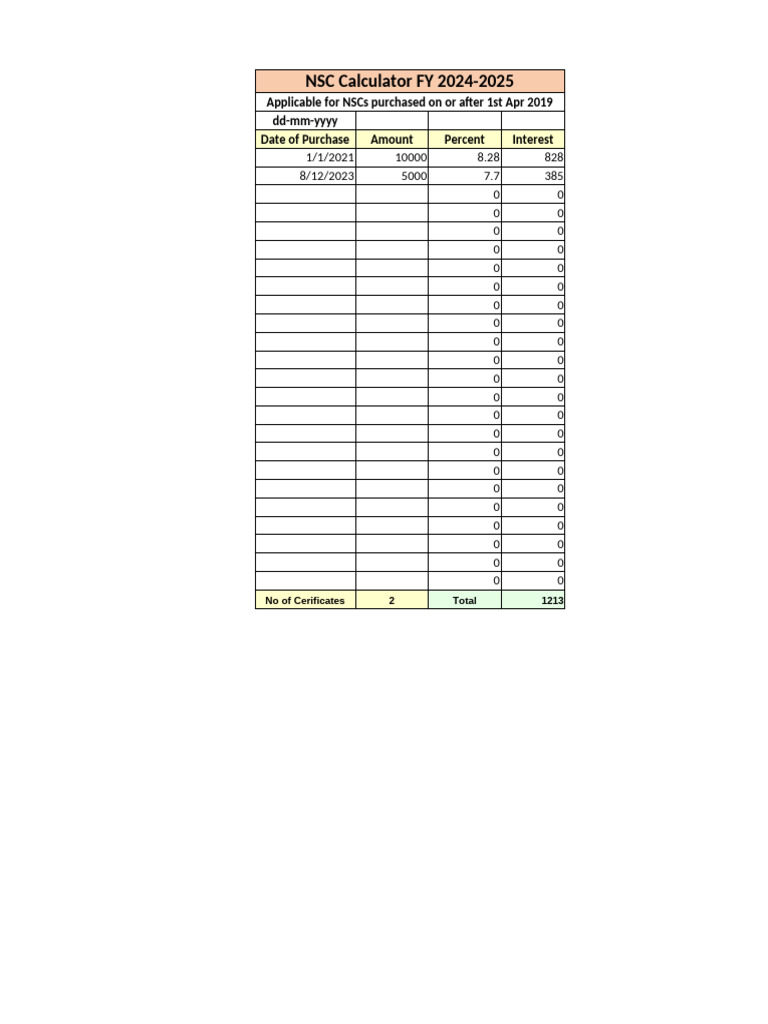 NSC Calculator for FY 2024-2025 | PDF