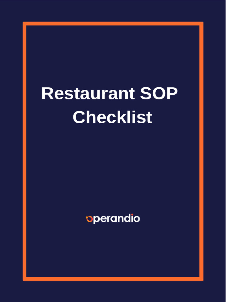 Restaurant SOPs and Checklists Guide | PDF | Waiting Staff | Tableware