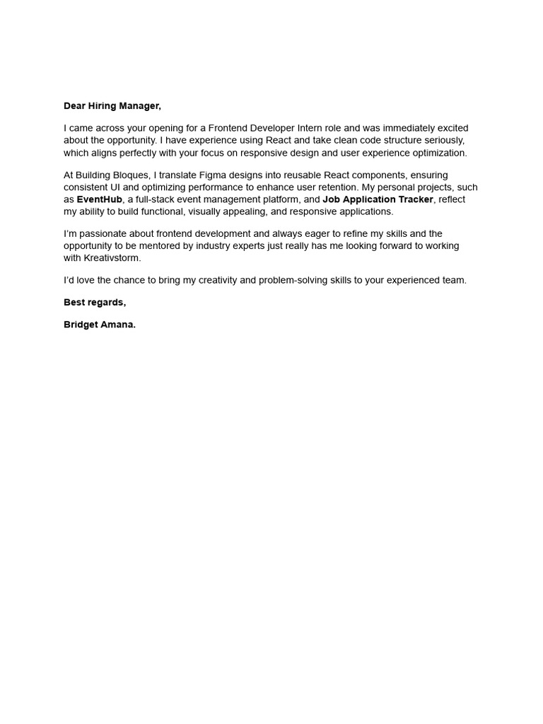 Frontend Developer Intern Application | PDF
