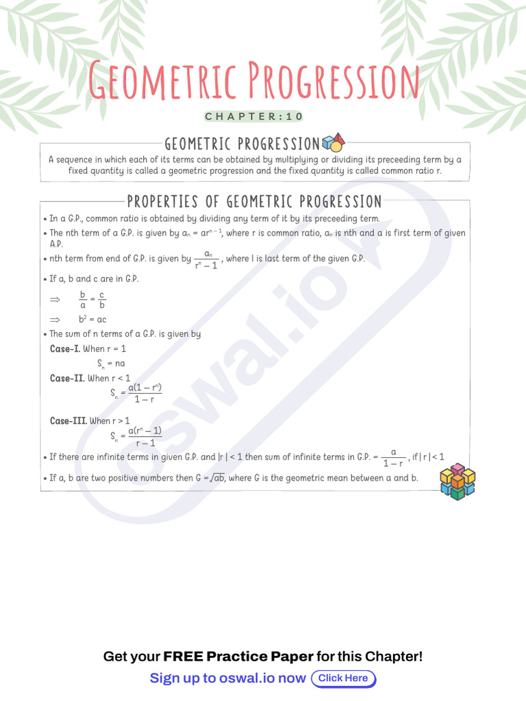 Properties and Formulas of G.P. | PDF