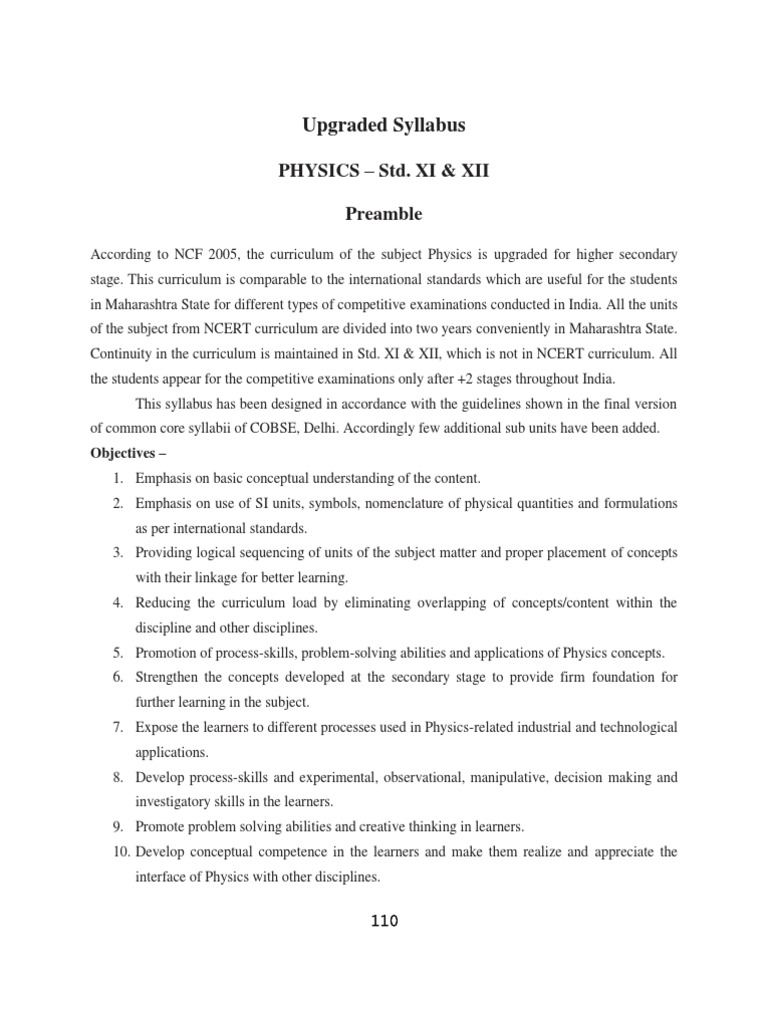 Upgraded Physics Syllabus for Std. XI | PDF | Magnetic Field | Waves