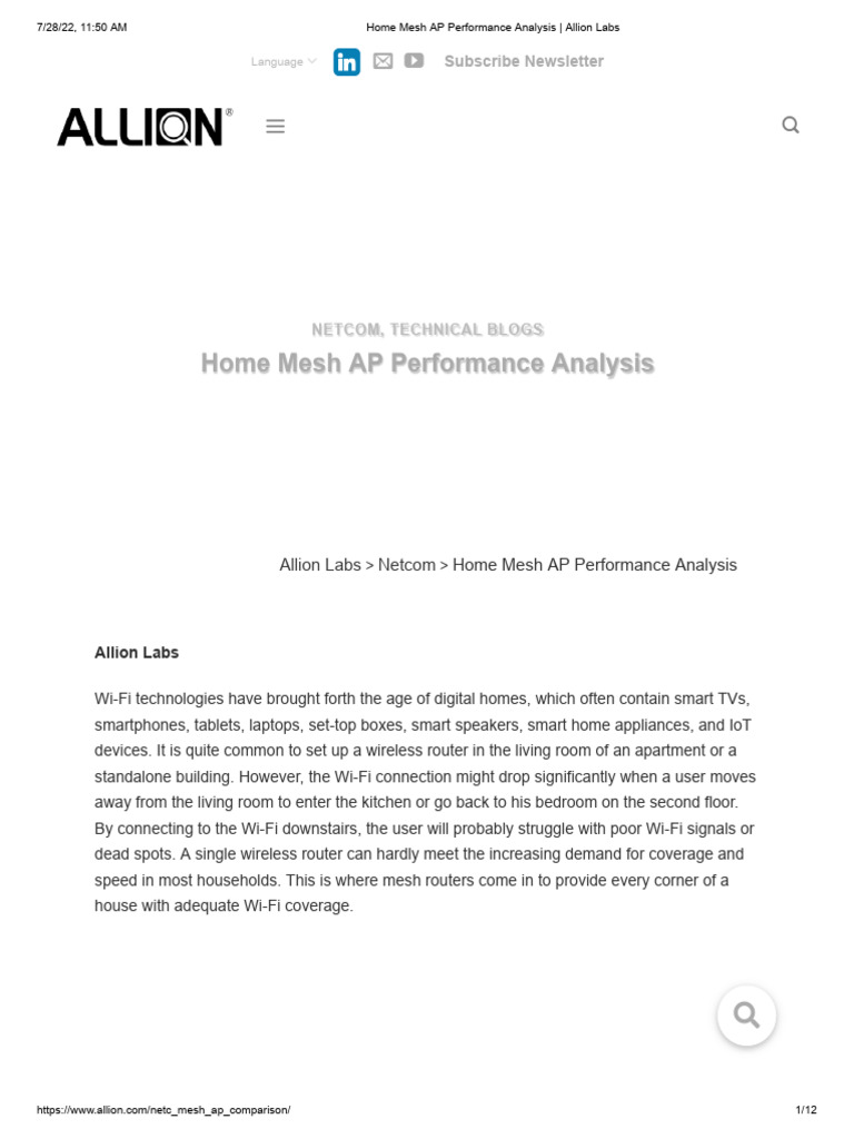 Home Mesh AP Performance Analysis - Allion Labs | PDF | Wi Fi ...