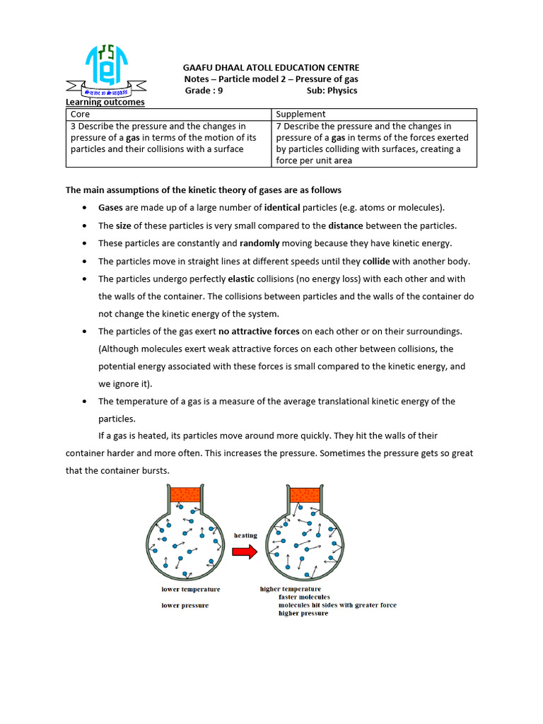 2.1.2.c. Particle Model 3 - Pressure of A Gas 2023-25-Notes | PDF ...