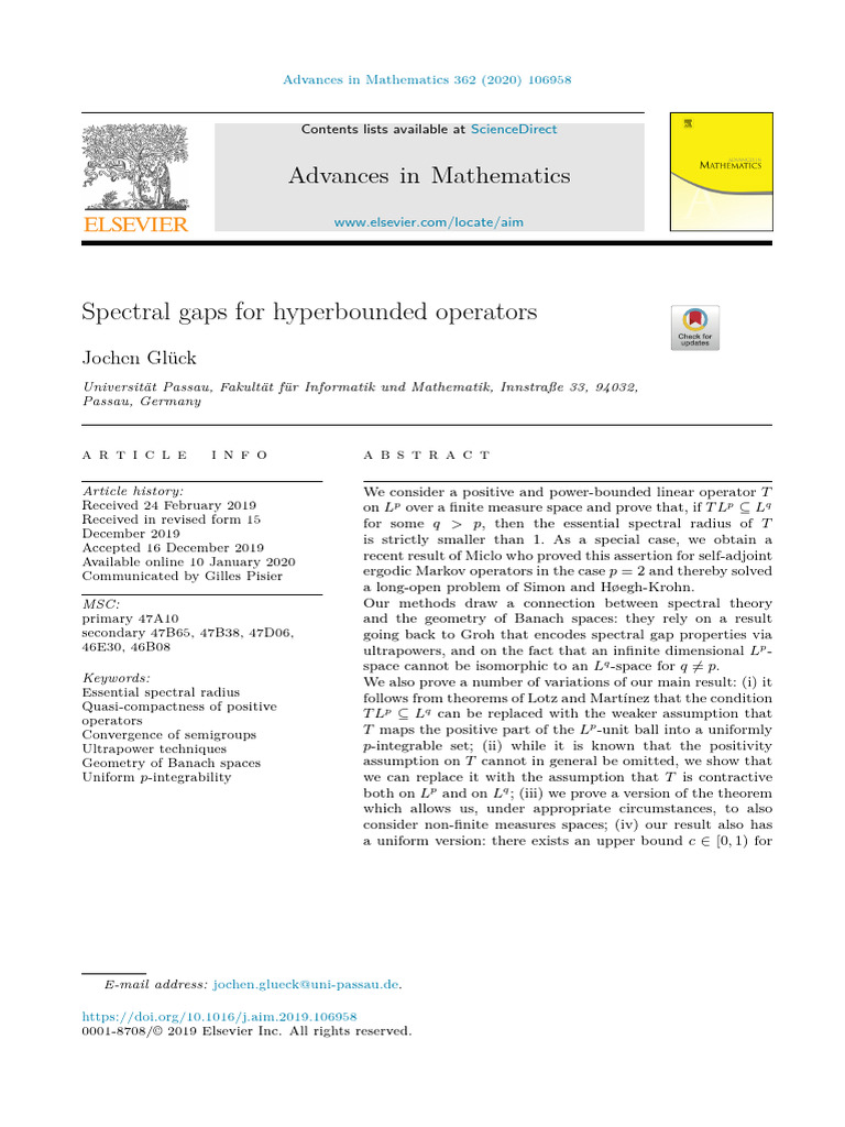 Spectral Gaps in Hyperbounded Operators | PDF | Eigenvalues And ...