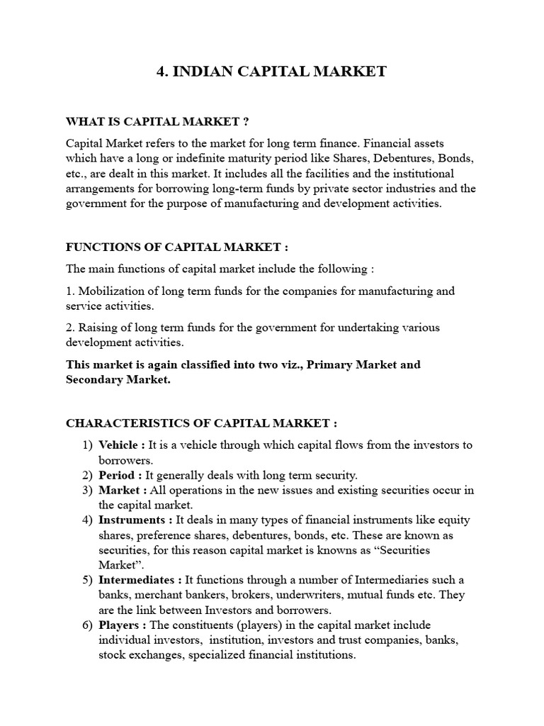 Overview of Indian Capital Market | PDF | Securities (Finance ...