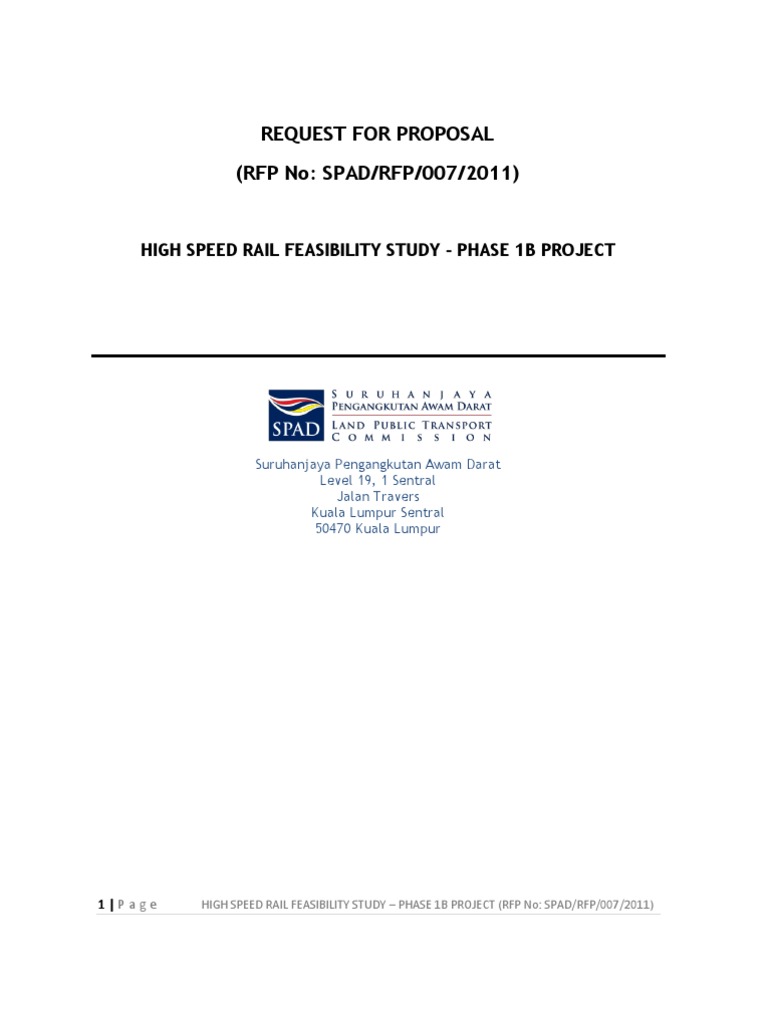 RFP HSR Feasibility Study Phase 1b (Version5) - 2 | PDF | Request For ...