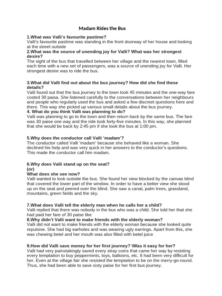 Valli's Joyful Bus Adventure | PDF
