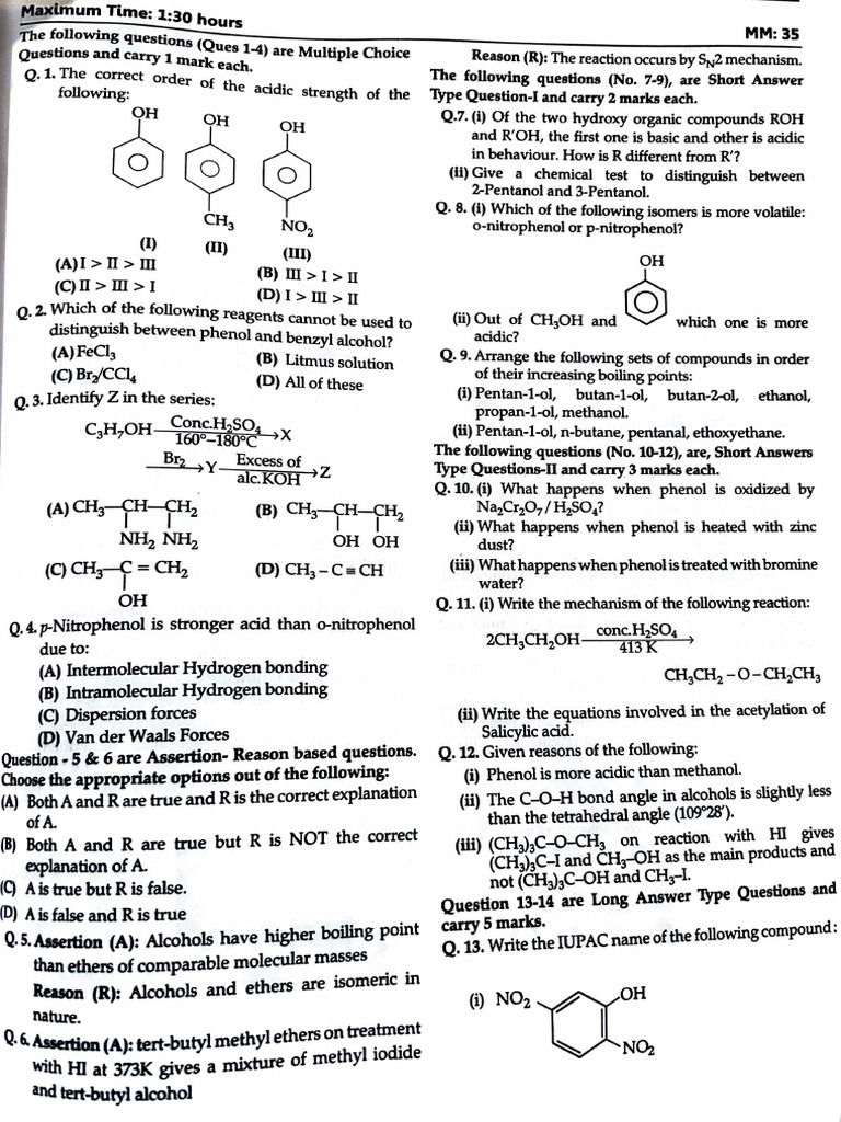 Organic Chemistry Questions and Answers | PDF | Sulfuric Acid | Chemistry