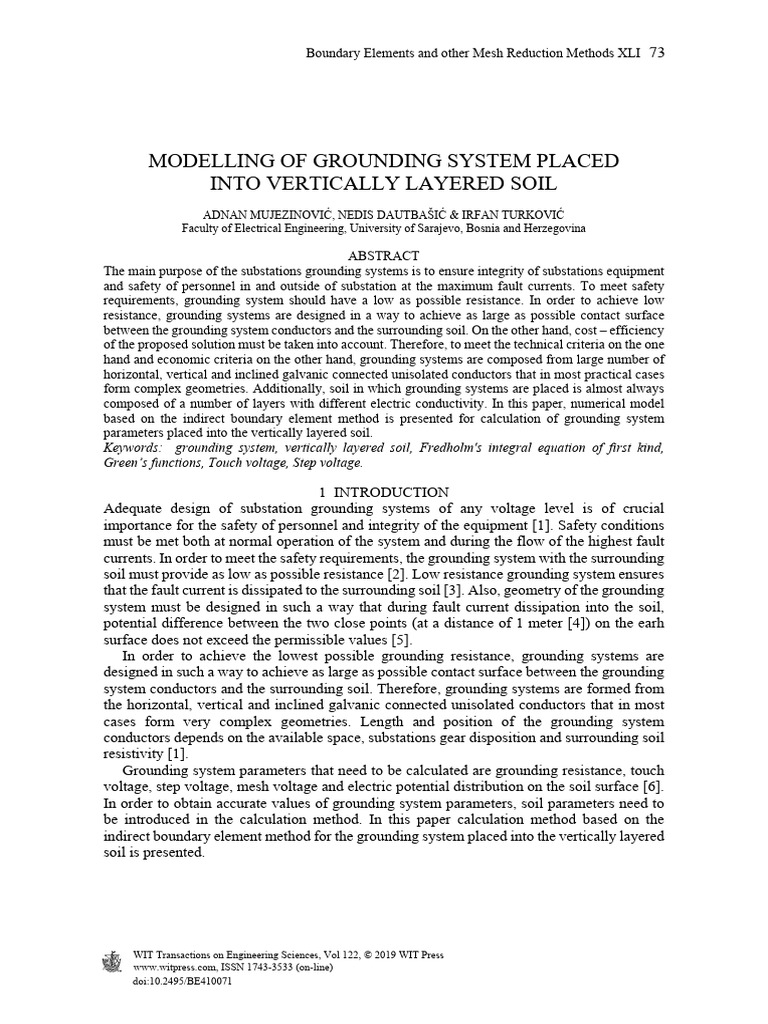 Grounding System Modeling in Layered Soil | PDF | Boundary Element ...