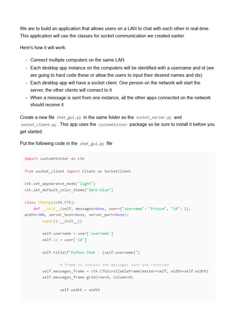 LAN Real-Time Chat Application Guide | PDF | Application Software ...