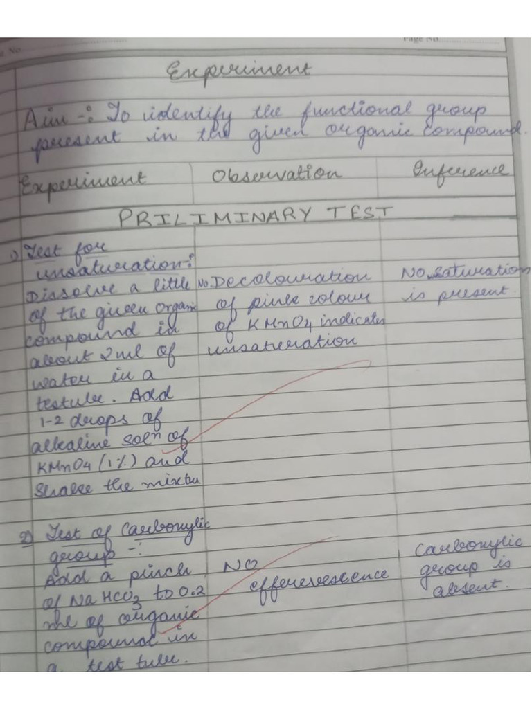 Practical (Identify Functional Groups) | PDF