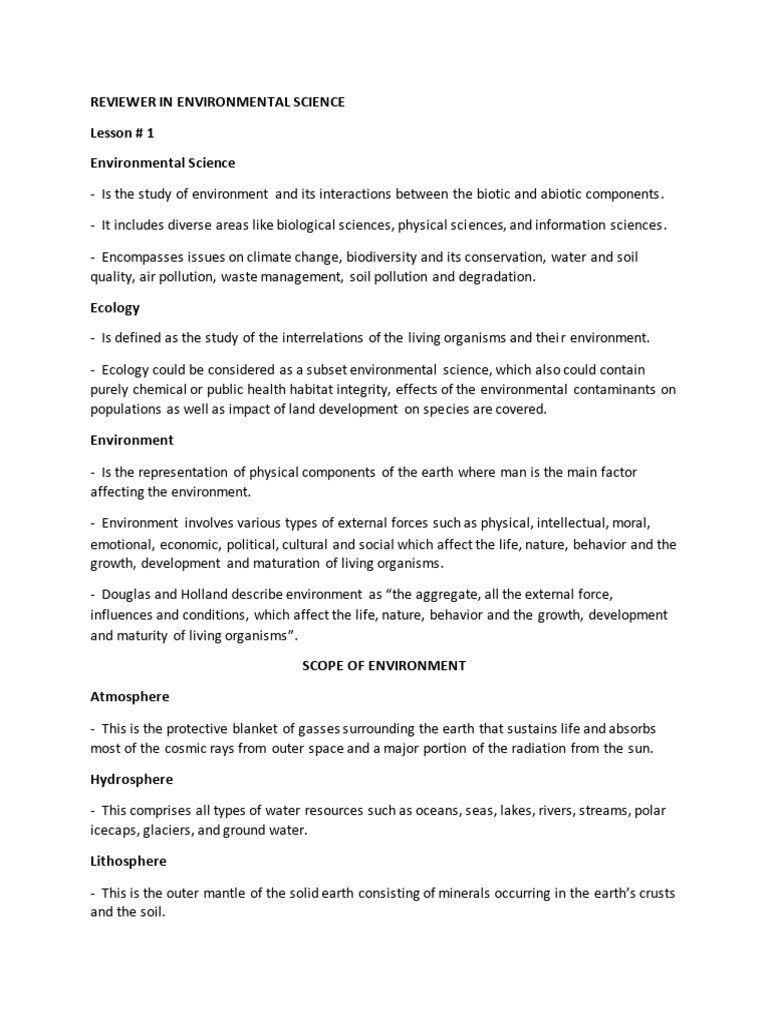 Introduction to Environmental Science | PDF | Natural Environment ...