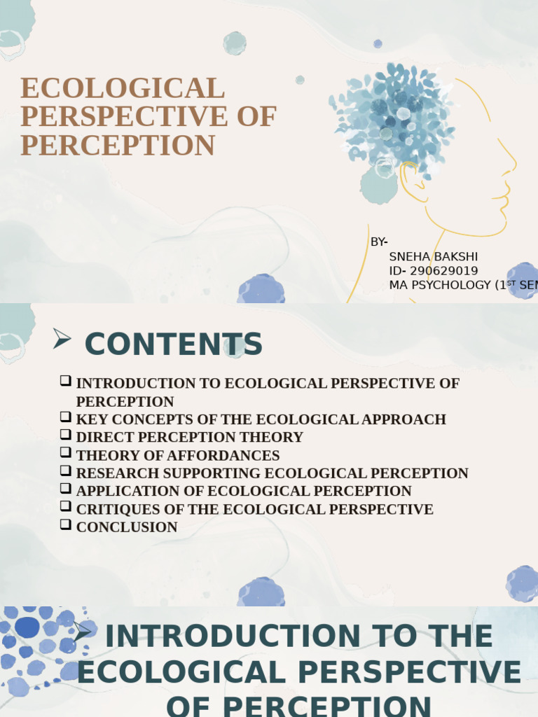 Ecological Perspective on Perception | PDF | Perception | Ecology
