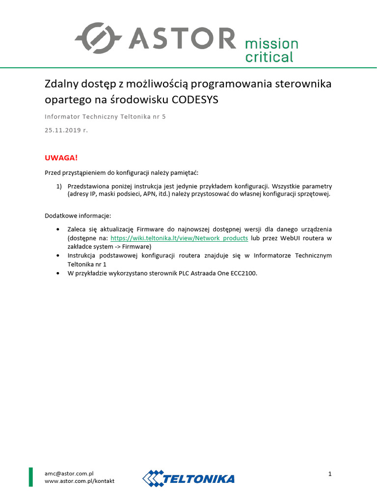 Informator Techniczny Teltonika 5 Zdalne Programowanie CODESYS | PDF