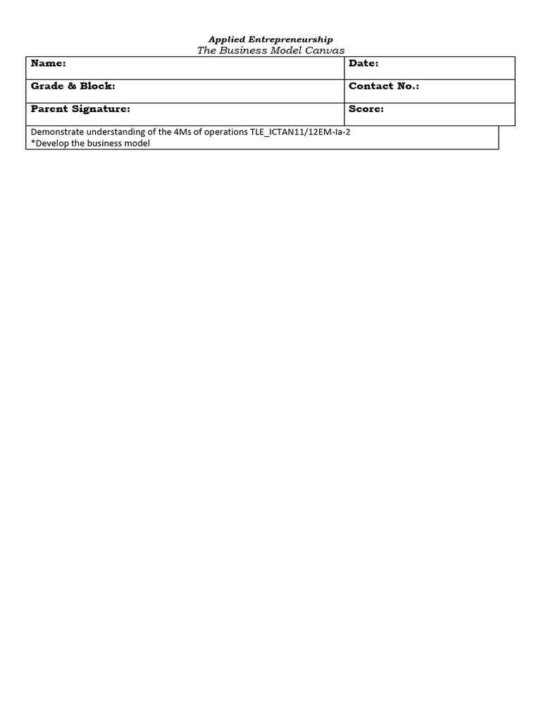 Business model canvas handout pdf business model mobile app