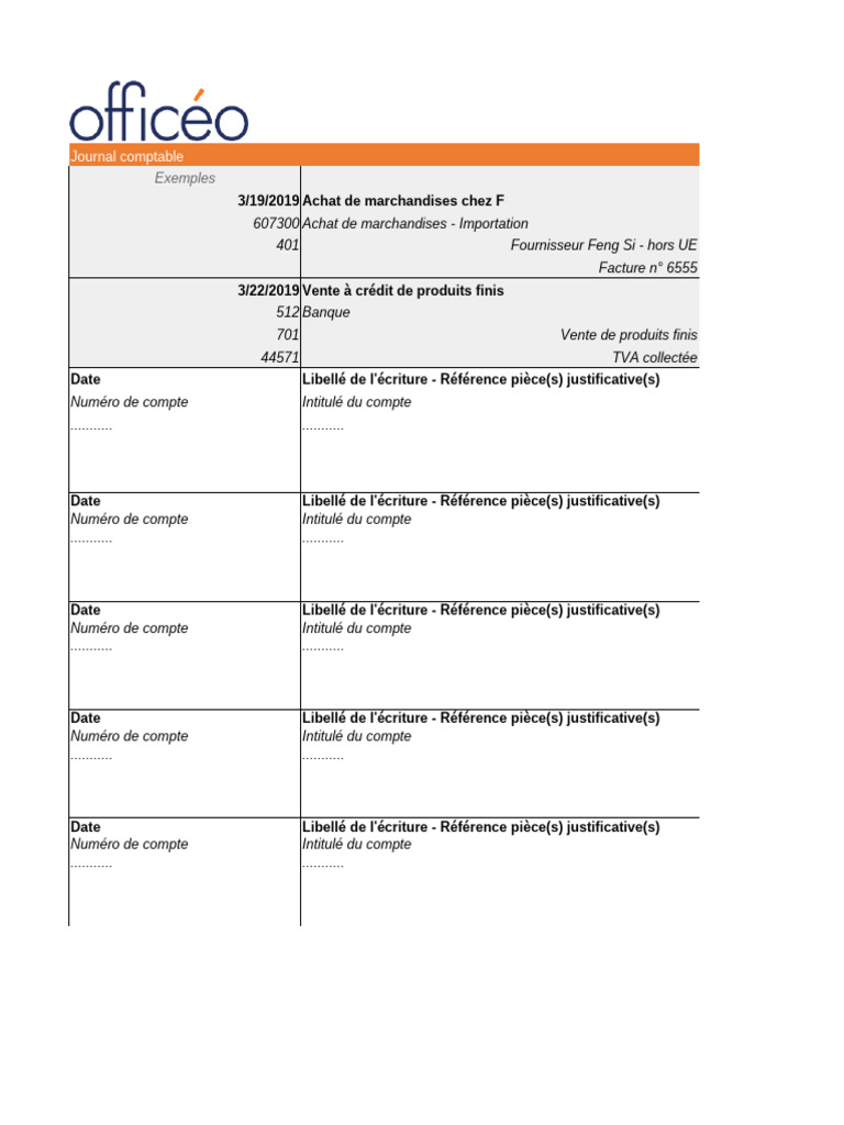 Modèle de journal comptable gratuit | PDF