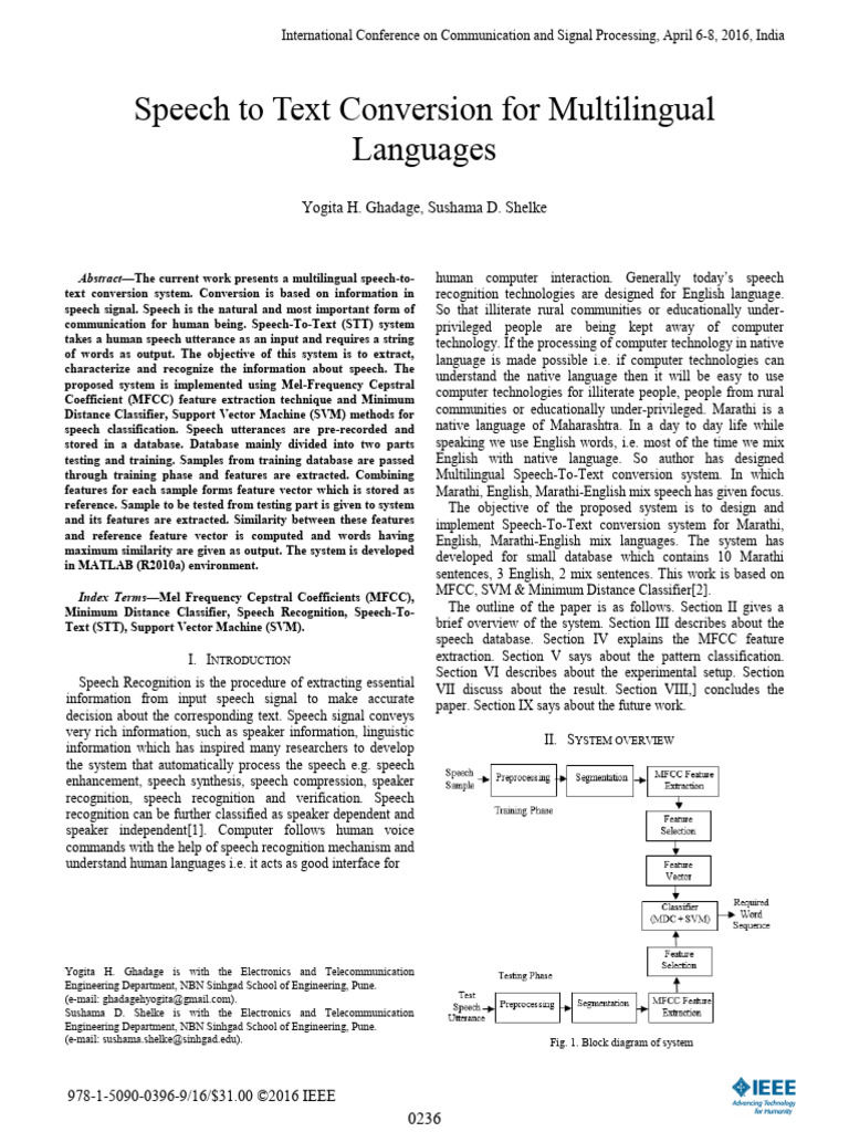 Speech to Text Using Multiple Lang... | PDF | Support Vector Machine ...