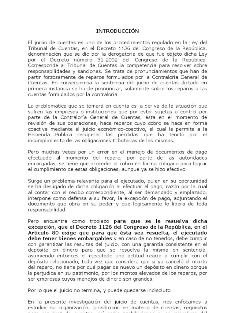 El Juicio de Cuentas Sentencia (ley) Jurisdicción