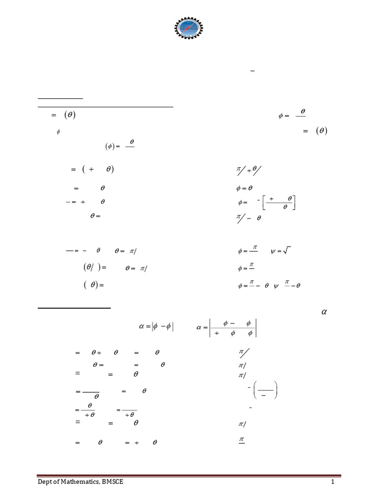 UNIT 1 Calculus of One Variable | PDF | Tangent | Curvature