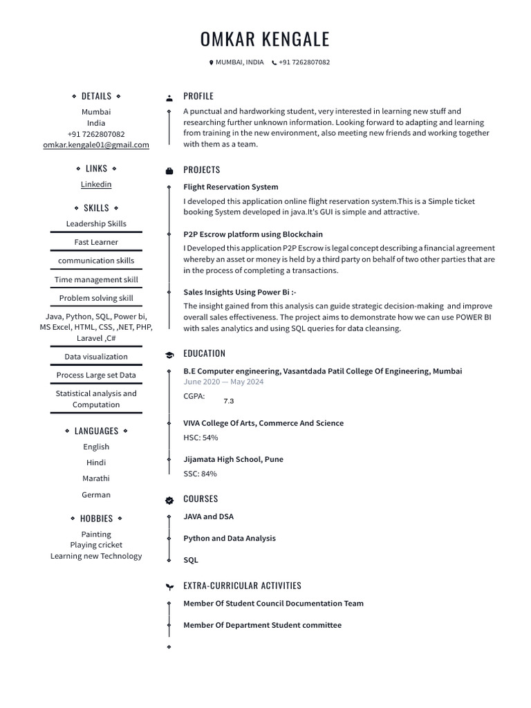 Mumbai Computer Engineering Student Profile | PDF | Computing | Data ...