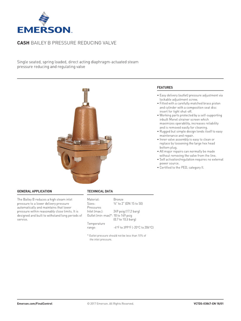 Cash Bailey Type Bailey B Direct Acting Reducing Valves (VCTDS-03847-EN ...