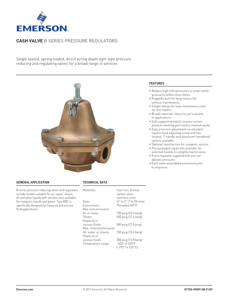 Cash Valve B Series Regulators Overview | PDF | Valve | Gases